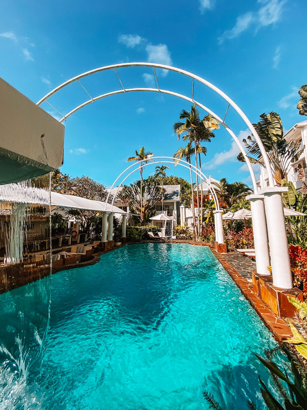 a Japanese-style pool at The Reef House Adults Retreat