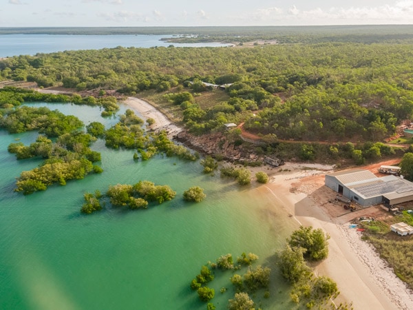 an aerial view of the Cygnet Bay Pearl Farm