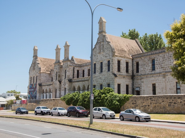 the gothic heritage building exterior at Fremantle Arts Centre in Perth, Western Australia