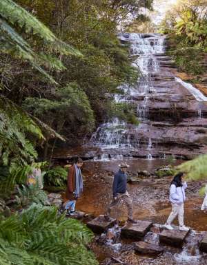 People walking the trail at Katoomba Falls