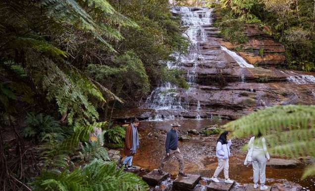 People walking the trail at Katoomba Falls