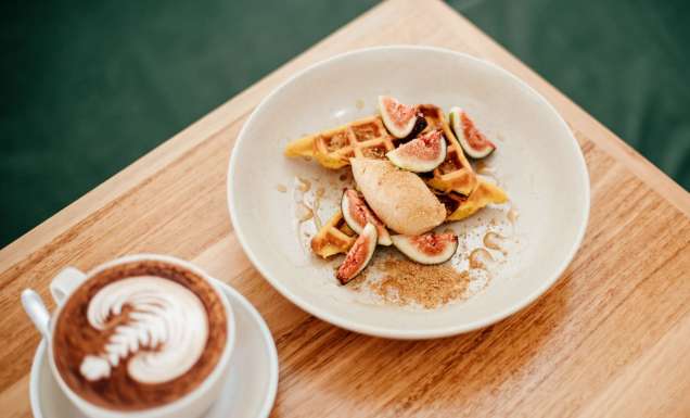 a cup of coffee and food at Black Drop, Pottsville