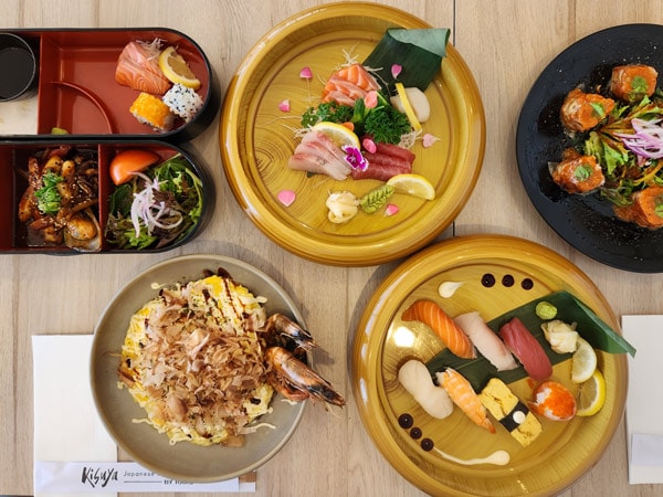 a table-top view of Japanese dishes at Kisuya Japanese Restaurant, Bathurst