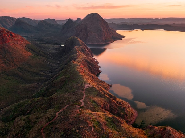 Lake Argyle in Kununurra, Western Australia at sunset