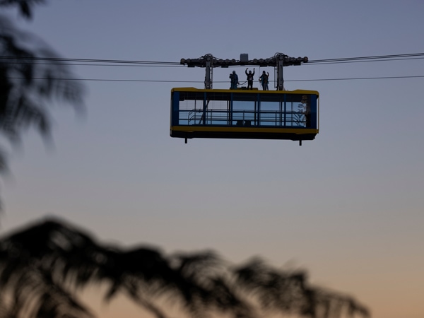 riding a cable car at Scenic World, Katoomba