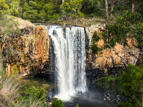 Trentham Falls flowing over a cliff