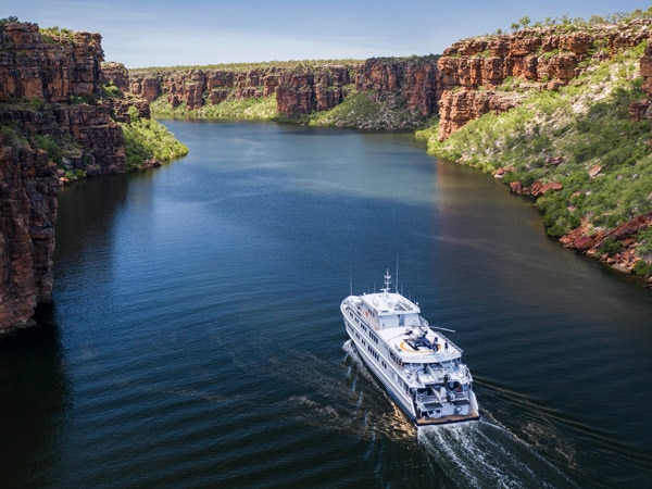 the True North ship cruising along the Kimberley