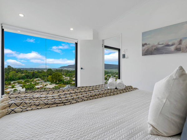 the city skyline as seen from the window at Sky High, best accommodation in Cairns