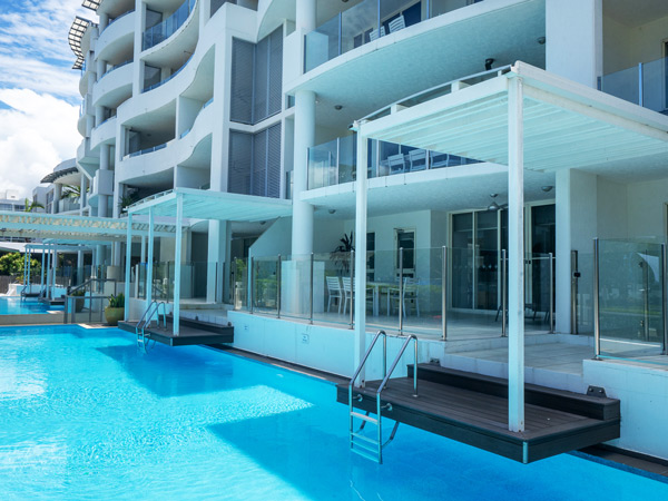 the pool at Waters Edge Cairns Luxury Apartments