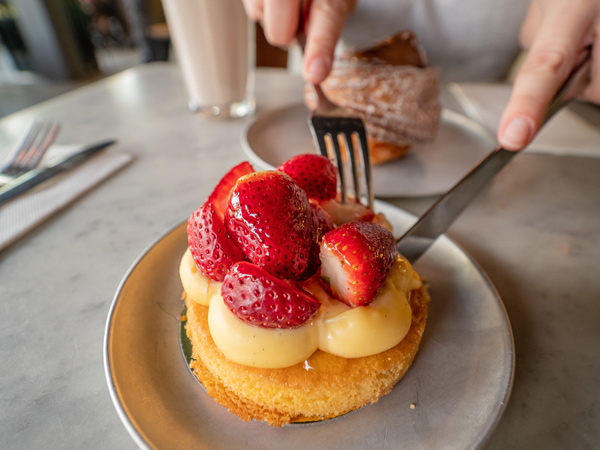 a strawberry tart at Bam Bam Bakehouse, Gold Coast