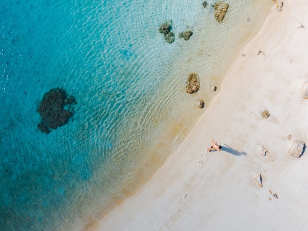 an aerial view of Hinchinbrook Island on the Great Barrier Reef 