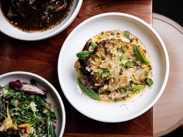 a table-top view of dishes at Ates, 33 Govetts Leap Road, Blackheath
