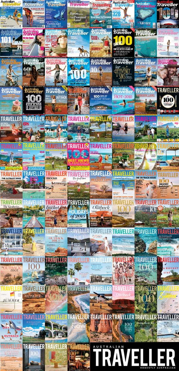the glossy covers of the previous issues of Australian Traveller