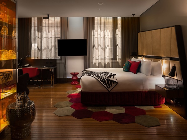 the bedroom at QT Sydney