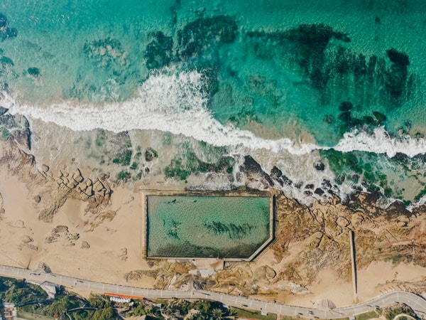 an aerial view of Cronulla Rock Pool in Cronulla