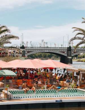 People by the pool at Afloat Melbourne