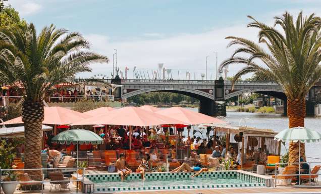 People by the pool at Afloat Melbourne