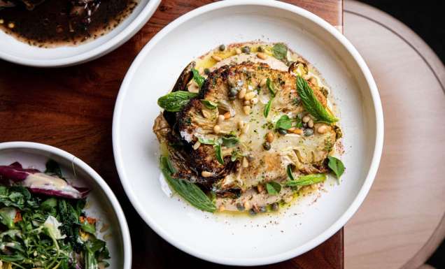 a table-top view of dishes at Ates in Blackheath Blue Mountains