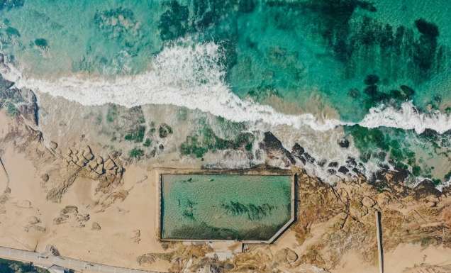 an aerial view of Cronulla Rock Pool in Cronulla
