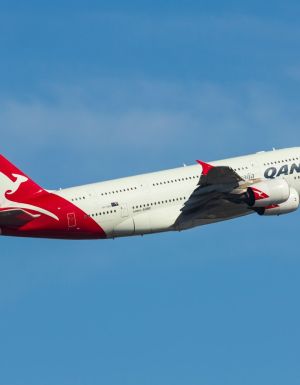 a Qantas plane flying
