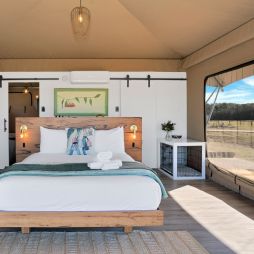 Inside the Beltree glamping tent in the Hunter Valley