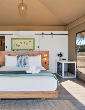Inside the Beltree glamping tent in the Hunter Valley