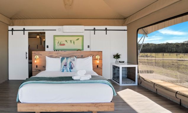 Inside the Beltree glamping tent in the Hunter Valley