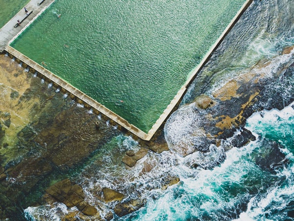 an aerial view of Merewether Ocean Baths