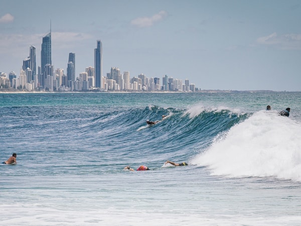 surfing at Nobby's Beach