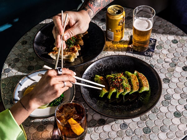 fresh gyoza and Japanese whisky, Rooftop at QT Newcastle, NSW