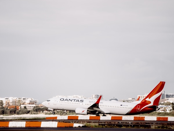 a Qantas plane on the ground