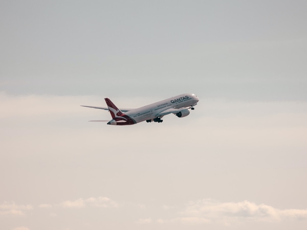 a Qantas plane flying