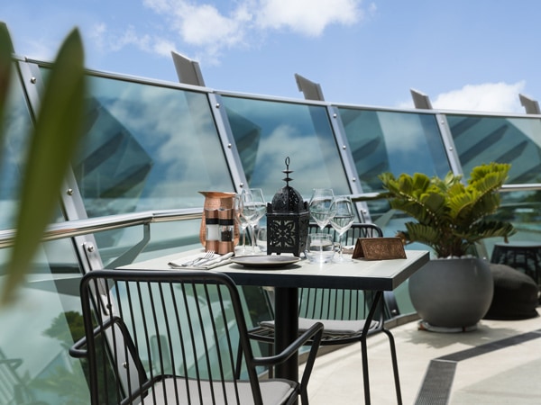 an al fresco dining setup at Rocco, Cairns, Qld