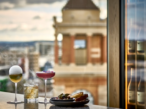 drinks with a view of the city at Romberg’s Bar, Newcastle, NSW