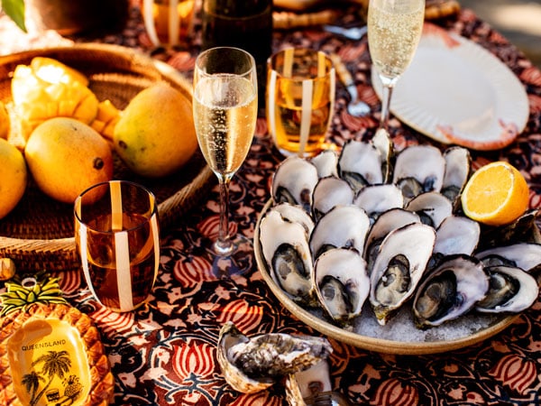 a seafood feast with oysters