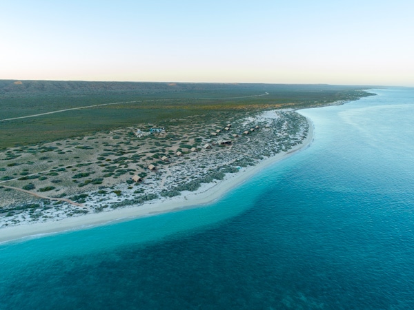 an aerial view of camp Sal Salis Ningaloo Reef