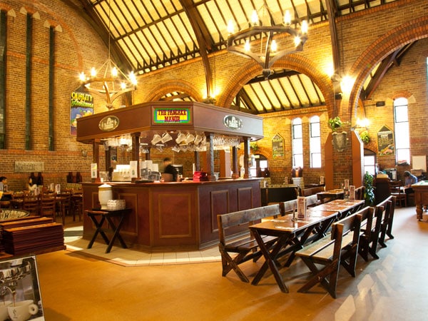 an old church with medieval-style dining interior at The Pancake Manor, Brisbane Qld