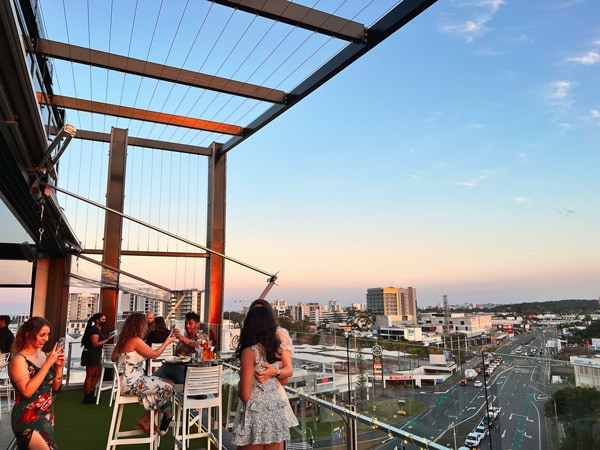 panoramic city views at The Rooftop Bar, Maroochydore, Qld