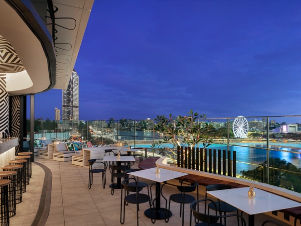the rooftop bar at WET Deck, W Brisbane, Qld