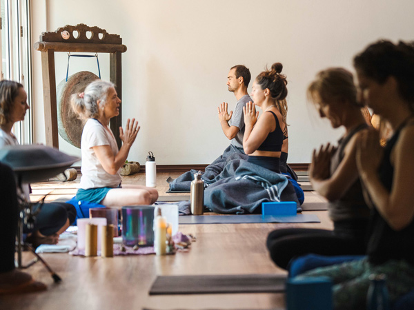 a yoga session at the Buddha Sanctuary, Broome