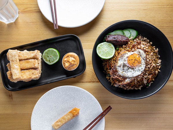 a table-top view of food at 8 Things