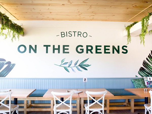 the dining space inside Bistro On The Greens