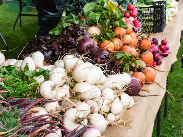 veggies on display at Springwood Growers Market