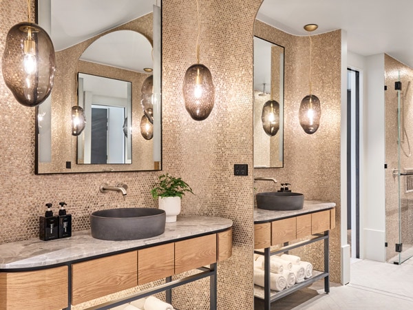 the master bathroom at Crystalbrook Kingsley, Newcastle