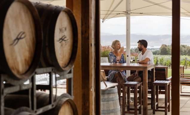 A couple at Frogmore Creek cellar door