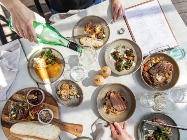 food plates on the table at The Wood Restaurant & Terrace, Hunter Valley