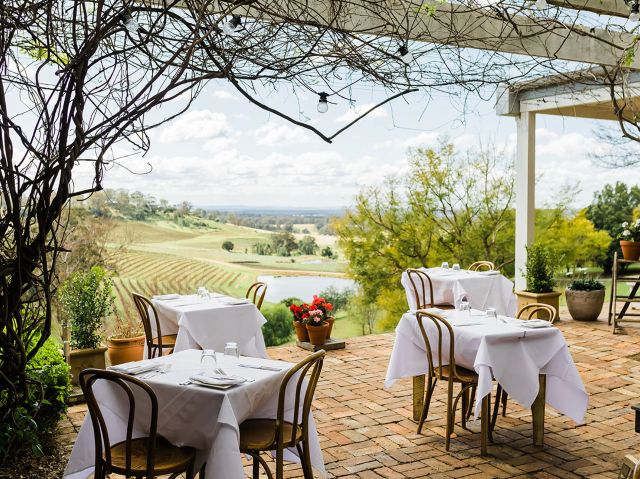 dining at Bistro Molines overlooking Hunter Valley vineyards