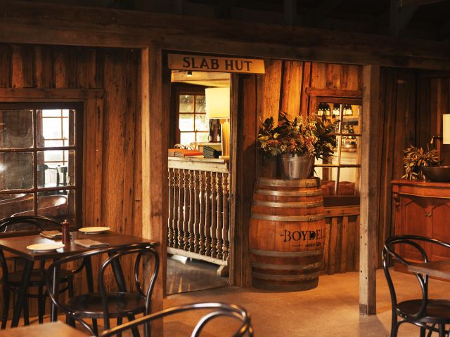 a historic 1820s slab hut at Boydell’s Cellar Door & Restaurant