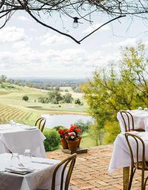 dining at Bistro Molines overlooking Hunter Valley vineyards