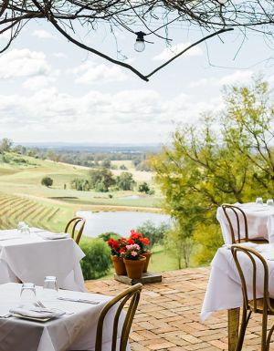 dining at Bistro Molines overlooking Hunter Valley vineyards